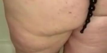 Fingering myself bbw in the shower with my anal beads, i came so rough