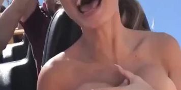 ENF girl top flies away on rollercoaster