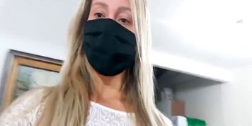 Hot blonde brasilian mother in way too short night dress exposes her huge butt