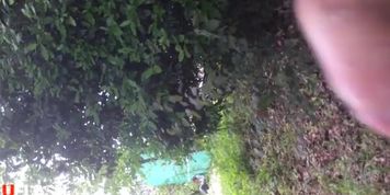 First film  - Flash and cum next to hot teen