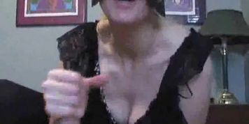 Mask blonde amateur milf handjob on cam