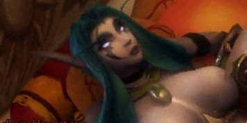 3D night elf fucked and cum on tits