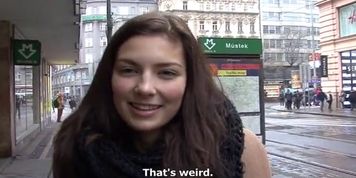 Horny princess poses for cam in the streets