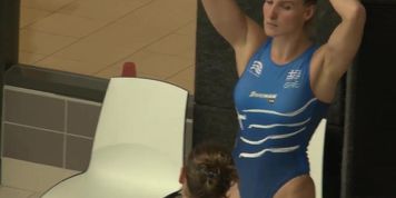 Female water polo player warm up