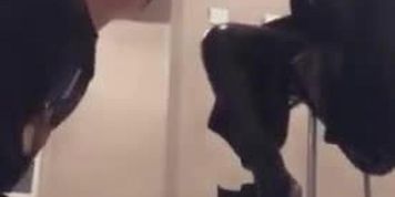 Chinese mistress foot gagging in latex leggings
