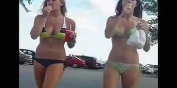 Young bikini chicks with some ice creams