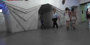 Two outstanding girlfriends' upskirt by the voyeur