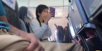 Risky Public Plane Handjob: Stranger Cum Fast