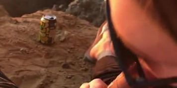 Hot Blonde Teen gives sexy BJ at secret beach spot
