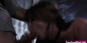 Freak goth babe throats and pussy rammed by bfs big dick