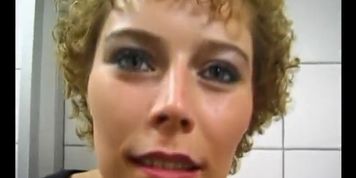 Horny milf giving a bathroom blowjob - Julia Reaves