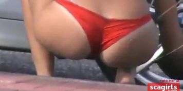 Candid juicy Ass in Red Bikini