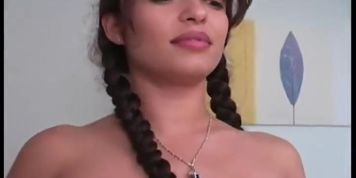 Big Titty Brunette Deepthroats Cop Cock