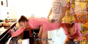 STUCK4K. Sex isnt in girls plans still she enjoys it in the kitchen