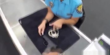 Latina pawnshop cop doggystyled after blowjob
