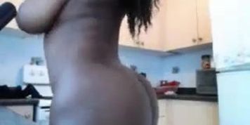 Hot busty ebony wife nude teasing from kitchen - camtocambabe