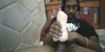 Fleshlight Screw ! Indian Boy Fucks His Fleshlight While Edging His Huge Stud Cock