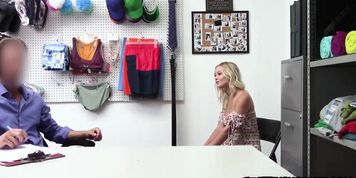 Busted blonde teen shoplifter doggystyle by the officer porn
