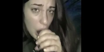 Thick white girl sucking my big black dick