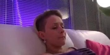 Blonde skinny hooker makes a porno