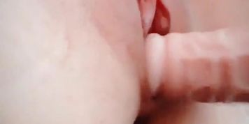 Fucking my tight little pussy after work with a BWC vibrating dildo, watch how wet I am at the end 