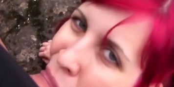 Pov Amateur Video Of Redhead Girl Giving Outdoor Blowjob