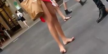 Barefooted girl and some upskirts