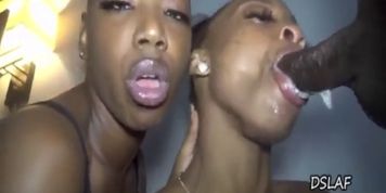 2 ebony sluts give guy, verry sloppy head