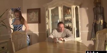 Cute girl with a bow got fucked