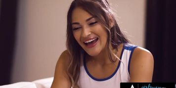 GIRLSWAY - Hot Cheerleader Massages Teammate After Practice! Both End Up Eating Each Other's Pussy
