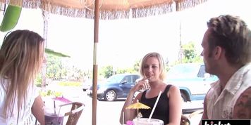 Lovely babes have fun with a dick