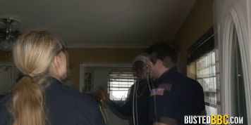 Black thug tries to scape and got caught by horny MILFs and he is being fucked by them