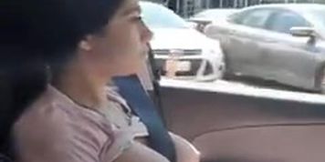 Flash Big Perky Boobs In Car
