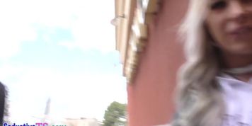 Busty trap barebacks ts after getting stood up
