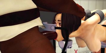 3DXPASSION - Jessica 5000 in action. Small wet tight pussy and a big black cock