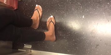 perfect white toes on subway she knew i was recording her sexy ass