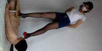 chinese femdom mistress trample board dick crush cbt footjob