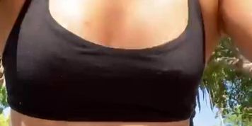 Fit girl riding a bike- watch tits bounce in sports bra- nonnude candid