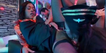 Bi pornstars licks twats and shares cocks in public