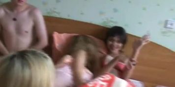 Four awsome student girls in one bd
