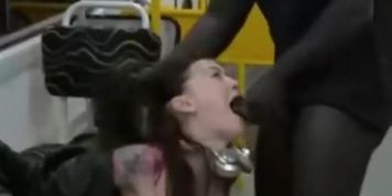 She sucks a Black dick in subway