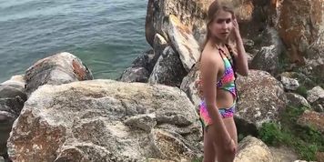 Blonde girl wanted to swim in a lake but got fucked