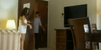 Girl flash the room service guy