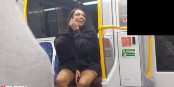 Drunk girl on phone bulge flash
