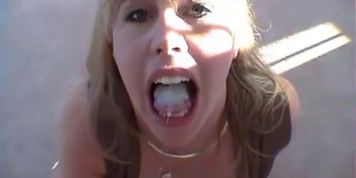 Blonde wife swallows cum