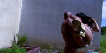 Having sex out in the open sun is something the sexy brunette cannot resist