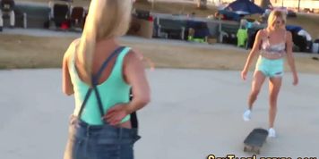 Blonde lesbian eats pussy