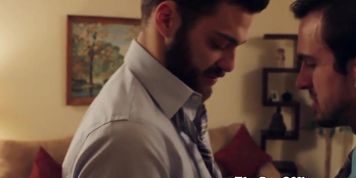 Suited guy fucked by muscular tattooed stud