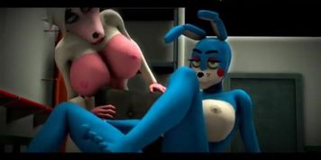Futanari fnaf Chica and the Mangle screw Boni in all holes
