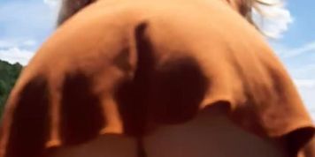 Public upskirt no panties pussy